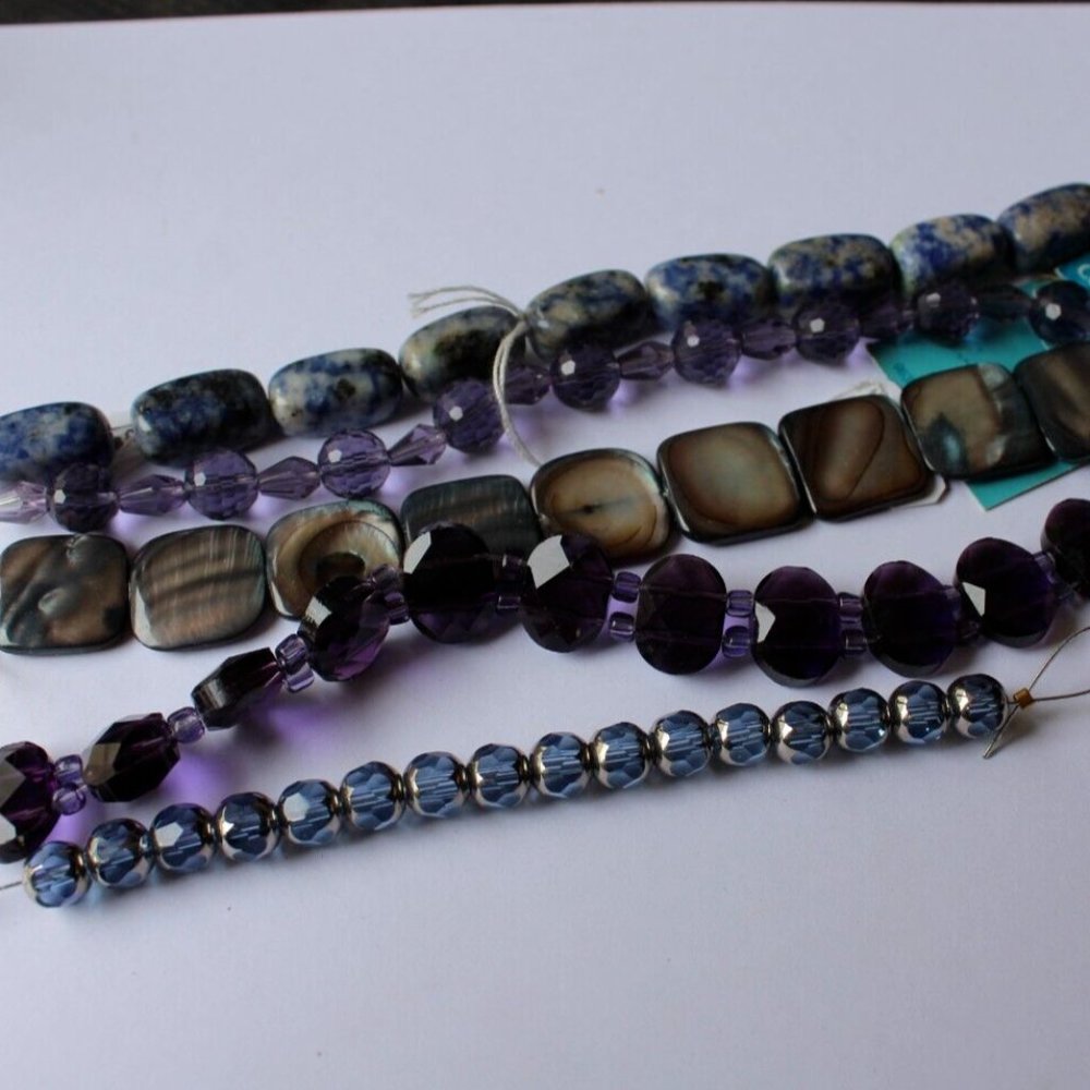Craft Supplies - Beads for Jewelry Making - 5 Strands - Purple / Blue Theme